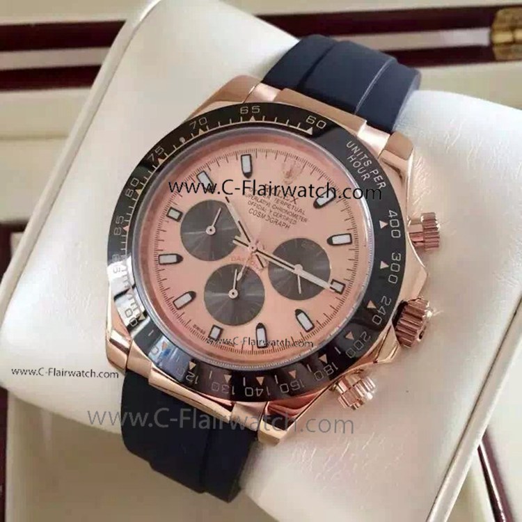 Rolex Daytona Rubber Band Watch 40mm Rose Gold Case